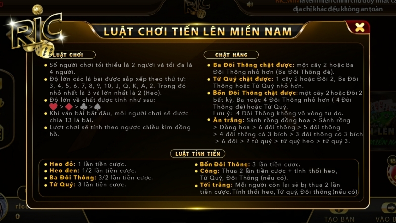 Hướng dẫn cách chơi tiến lên Ricwin 