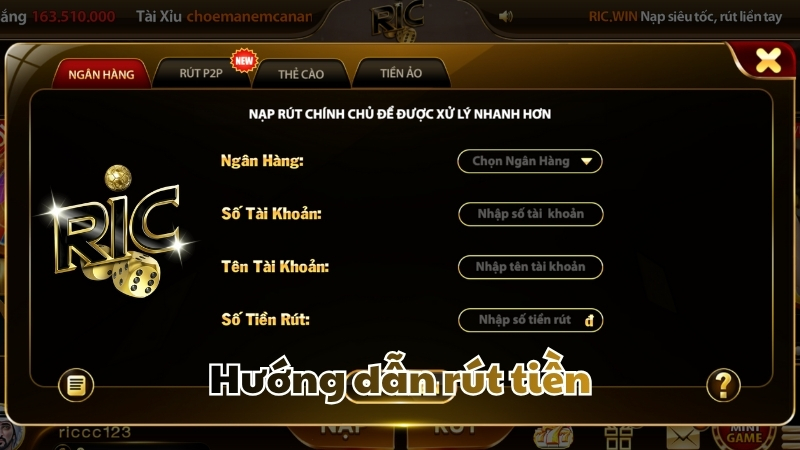 Hướng dẫn rút tiền Ricwin chi tiết, an toàn