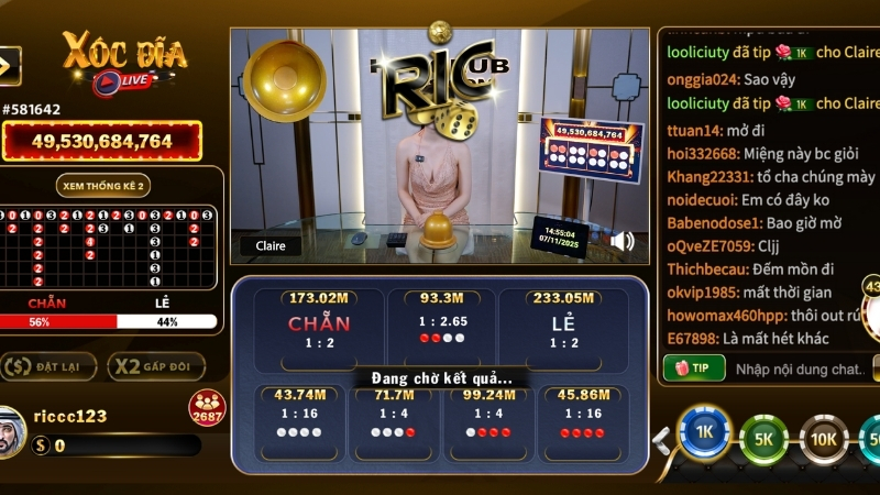 Kinh nghiệm chơi xóc đĩa Ricwin thắng chắc