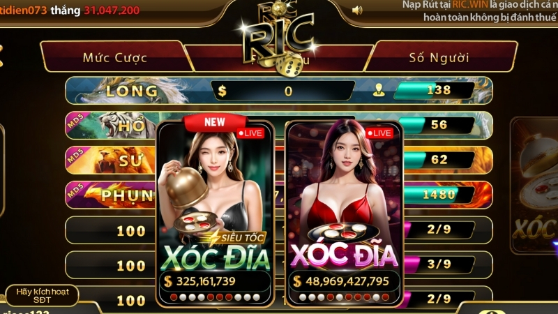 Sơ lược về xóc đĩa online tại Ricwin